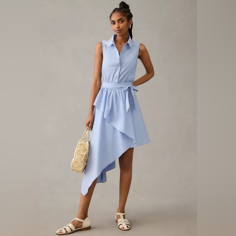 Anthropologie Light Blue Asymmetrical Dress